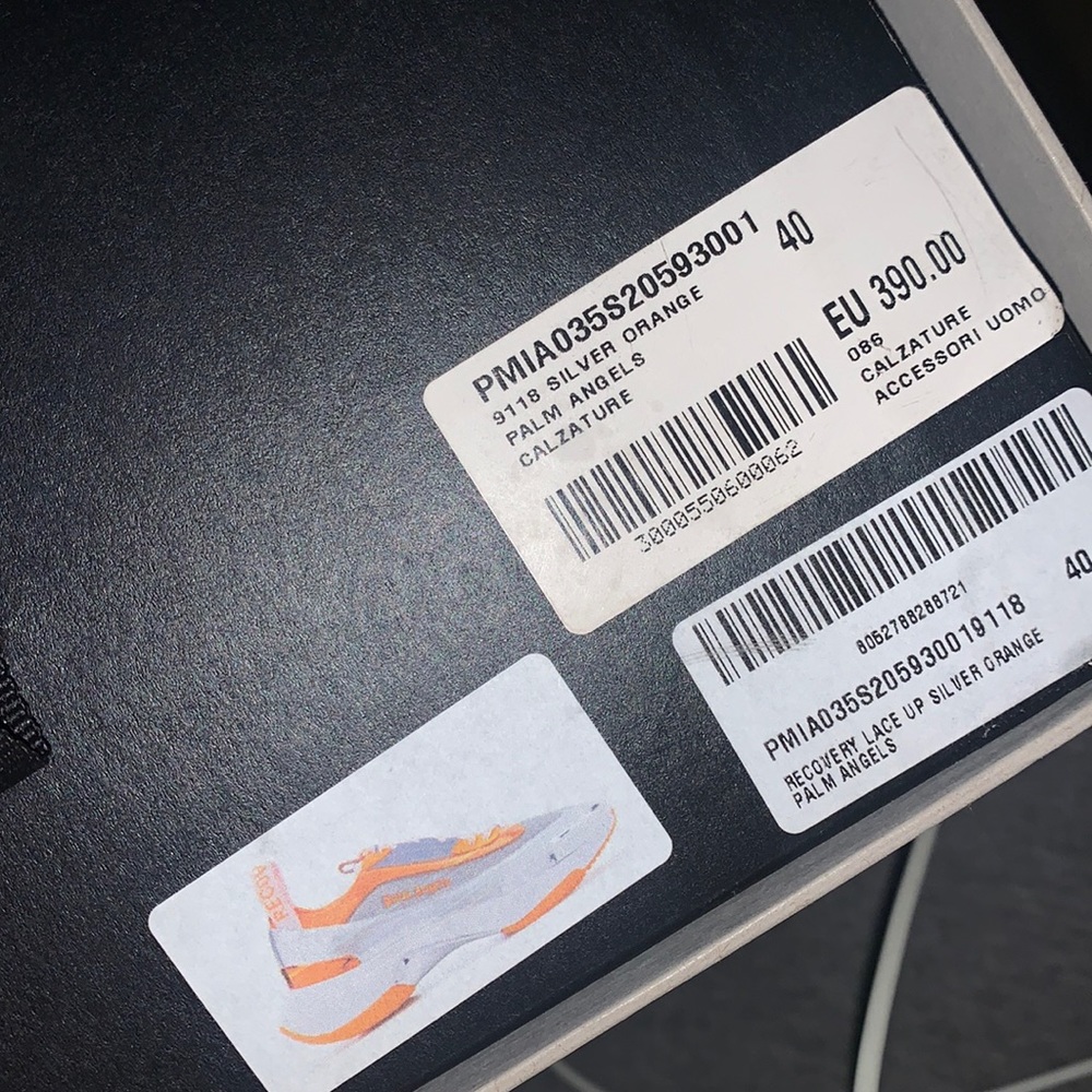PALM ANGELS METALLIC SILVER AND ORANGE SNEAKERS!